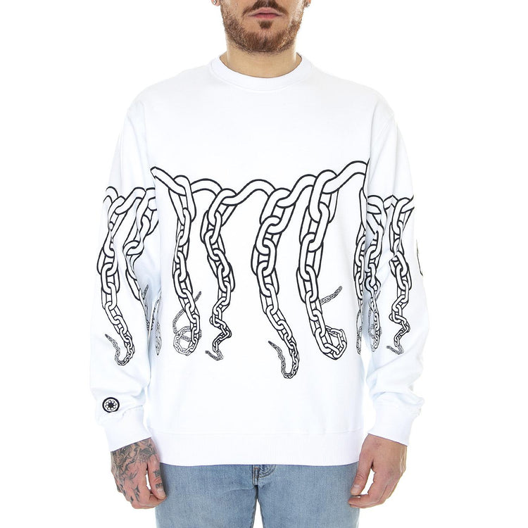 Octopus Chain Crewneck White - Felpa Girocollo Uomo Bianca / Multicolore 23SOSC33-WHITE  OCTOPUS 
