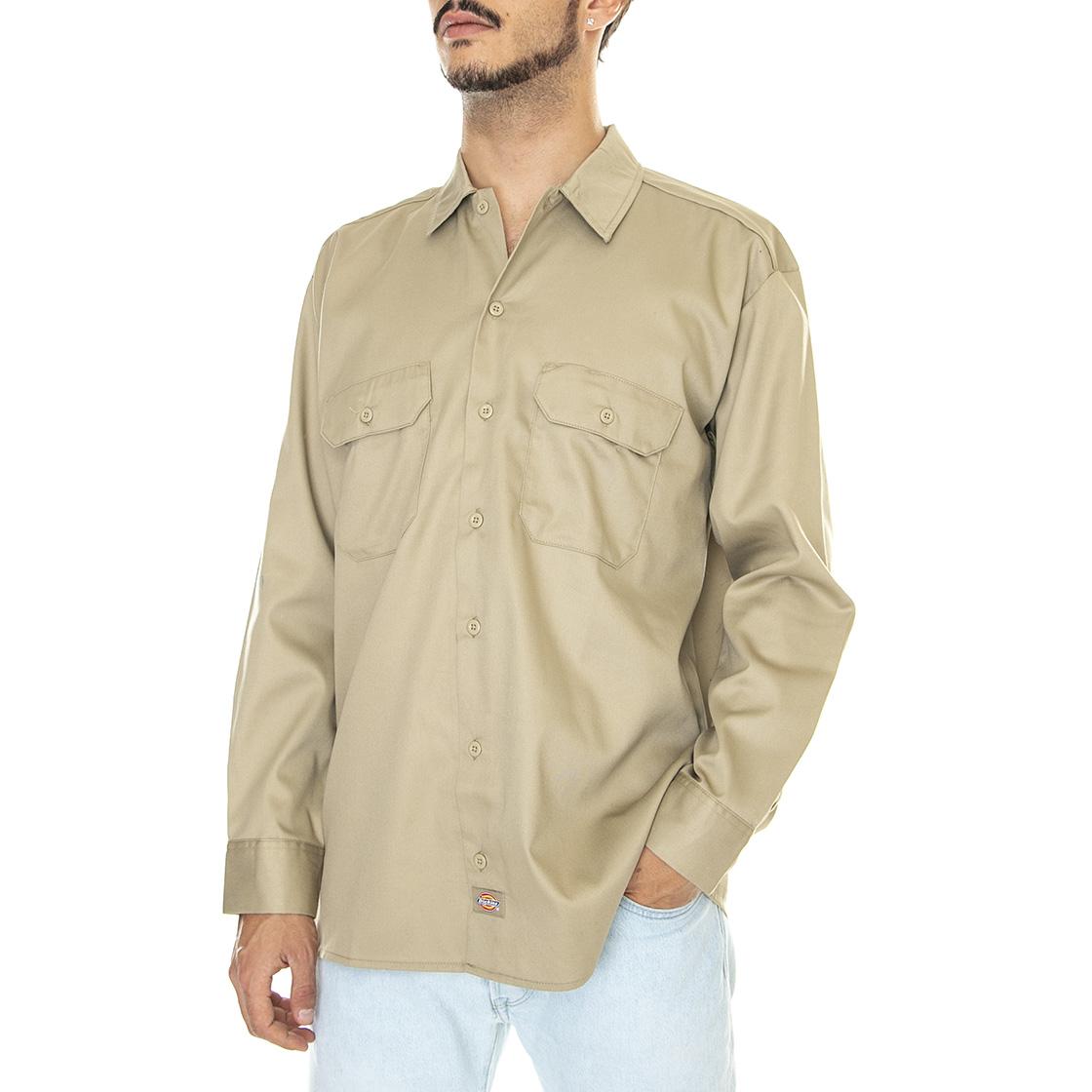 Work Shirt LS Rec Khaki - Camicia Uomo Beige DK0A4Y26KHK1  DICKIES 