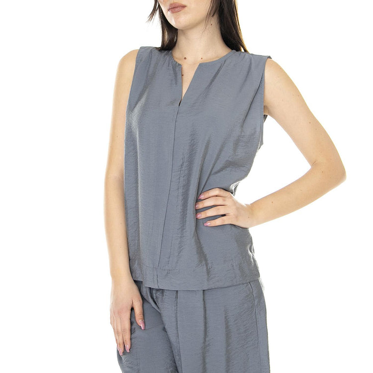 W' Stine English Blue - Top Smanicato Donna Blu 330551-743  ELVINE 