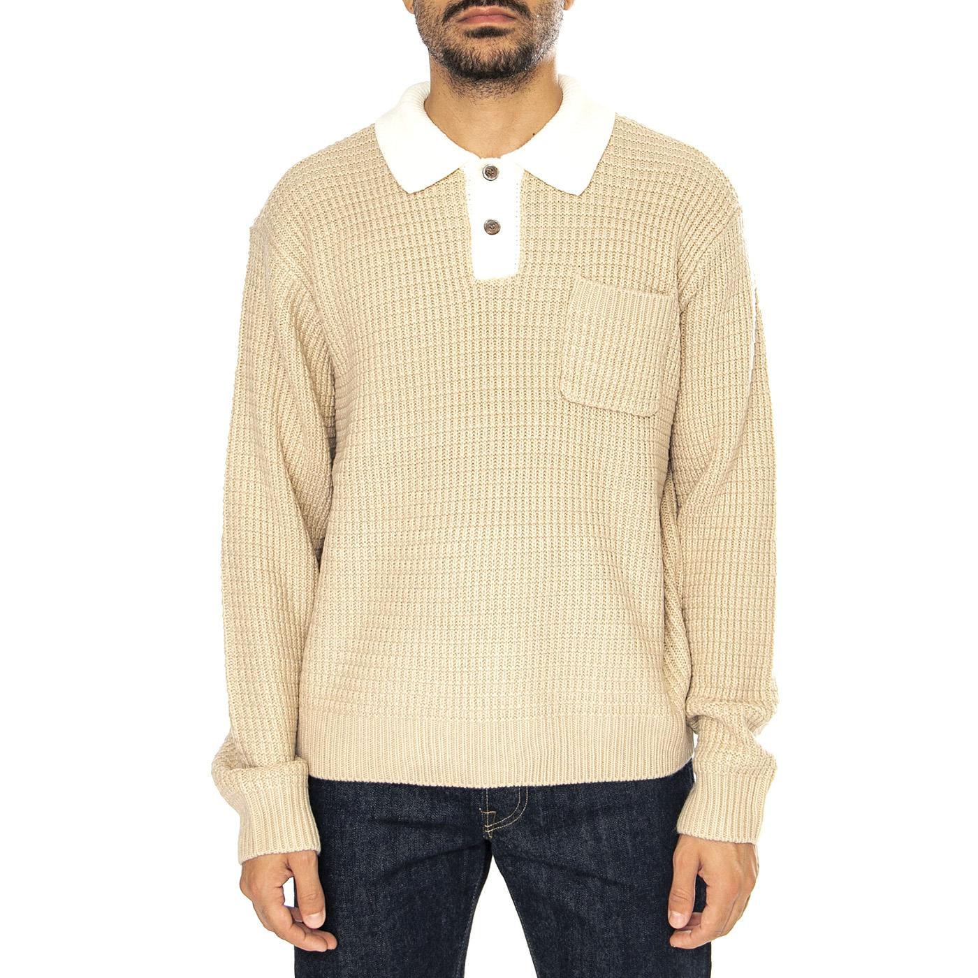 Danny Polo Sweater Khaki - Maglione Polo Uomo Beige 151000088-KHA  OBEY 