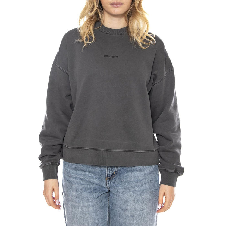 W Benton Sweatshirt - Grigia - Felpa Donna I034511_87_GD . CARHARTT WIP 