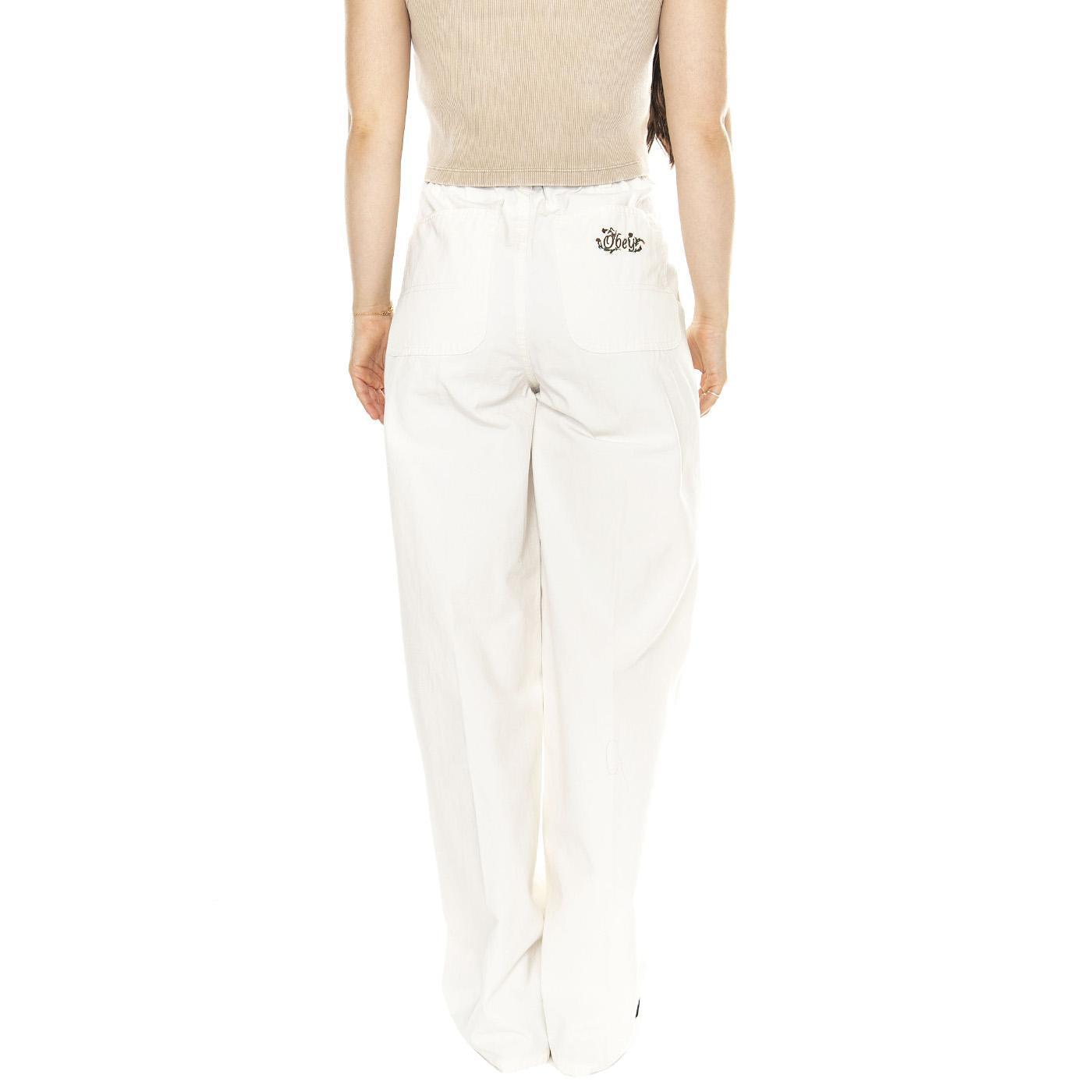 Obey Eugene Utility Pant Unbleached - Pantaloni Donna Bianchi 242020108-UBL  OBEY 