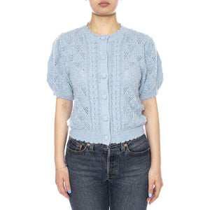 Pauline Pointelle Ss Cardi - Glacier Lake Novelty Stitch - Cardigan Maniche Corte Donna Verde 005A8 0001 LEVIS 