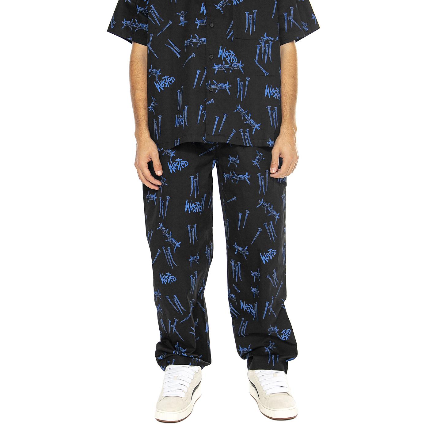 Jay Pant Over Blind Black / Ultra Blue - Pantaloni Uomo Neri JAY PANT OVER BLIND - BLACK/ULTRA BLUE  WASTED PARIS 