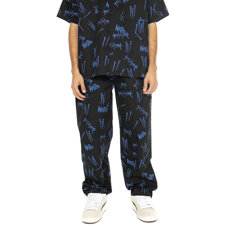 Jay Pant Over Blind Black / Ultra Blue - Pantaloni Uomo Neri JAY PANT OVER BLIND - BLACK/ULTRA BLUE  WASTED PARIS 