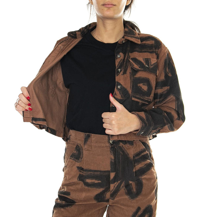 Obey Nabi Cord Shirt LS Catechu Wood Multi - Camicia Donna Marrone 281200123-CTU  OBEY 