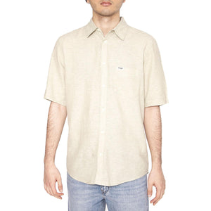 SS Shirt Ecru - Camicia Maniche Corte Uomo Verde 112362730  WRANGLER 