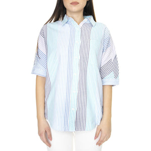Relaxed One Pocket Shirt Ferris Blue - Camicia Maniche Corte Donna Bianca / Blu L51AVAA13  LEE 