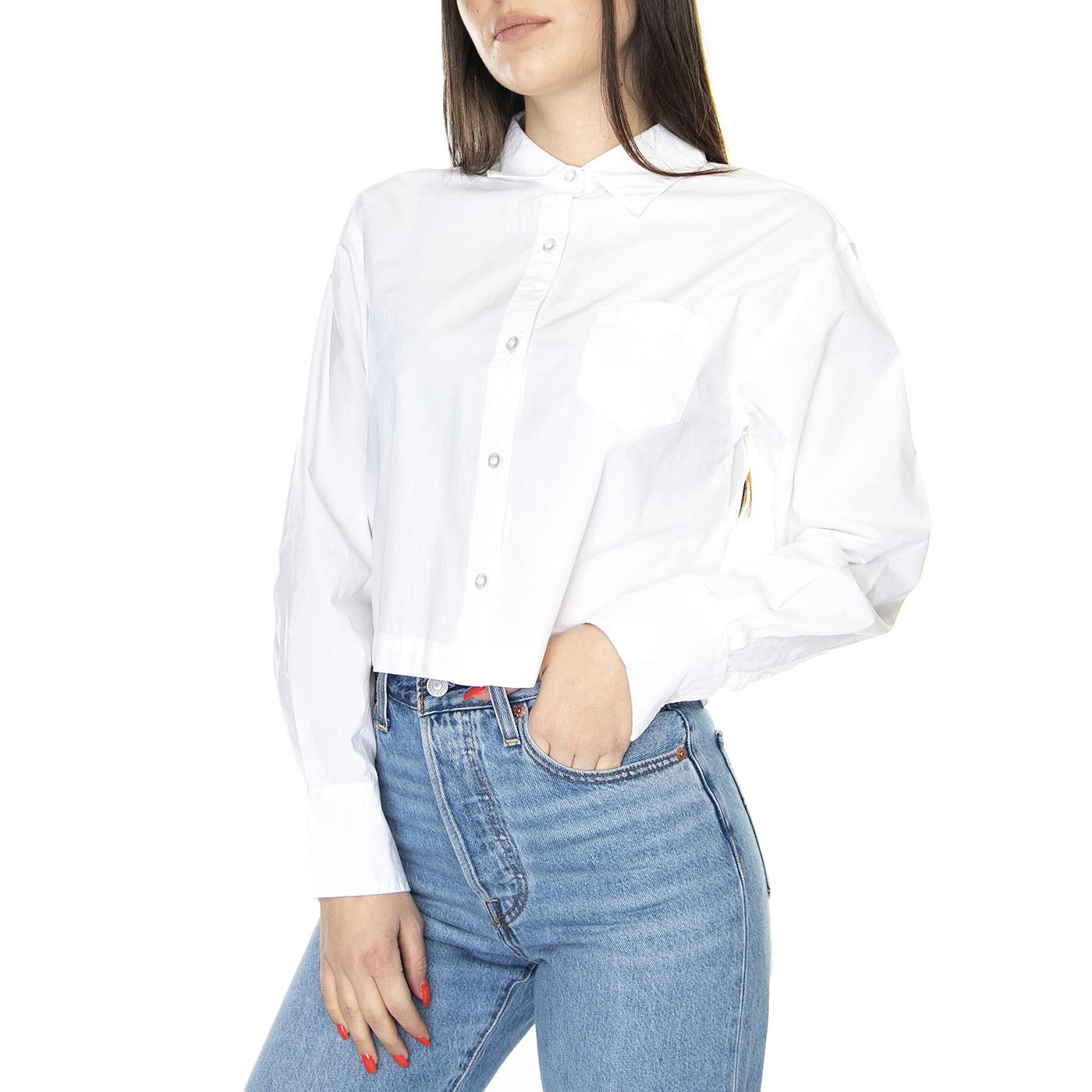 Ariel Cropped Shirt LS White - Camicia Donna Bianca 281200119-WHT  OBEY 
