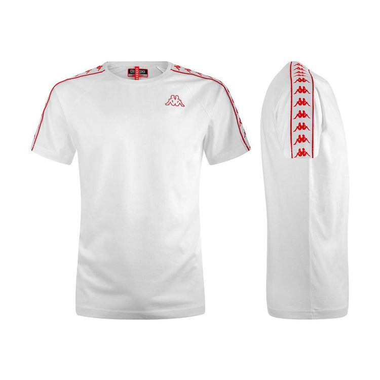 BANDA COEN SLIM Maglia manica corta Entire 100% White-Red Flame 80986_4  KAPPA 