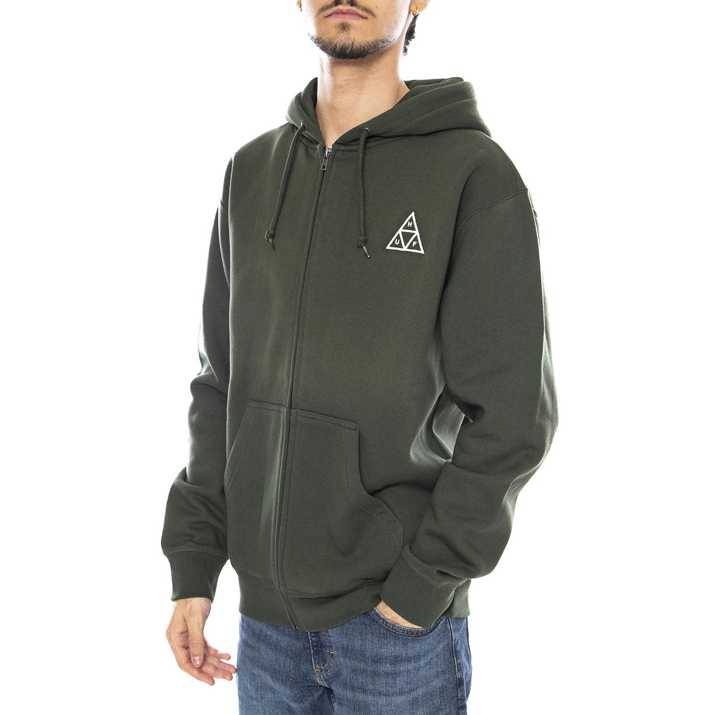 HUF Set TT F/Z Hoodie -- Felpa con Cappuccio Uomo Verde PF00697 HUN HUF 