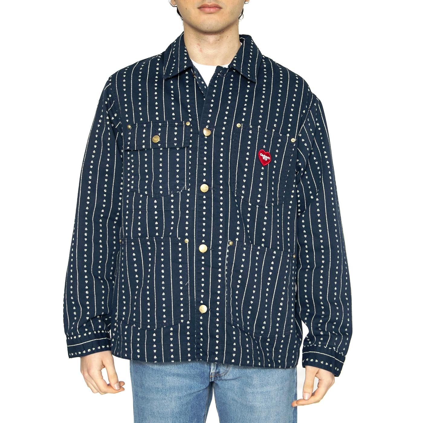 Drewe Chore Coat Heart C Pinstripe, Ink / Natural - Giacca Uomo Blu I034823.2RU02  CARHARTT WIP 