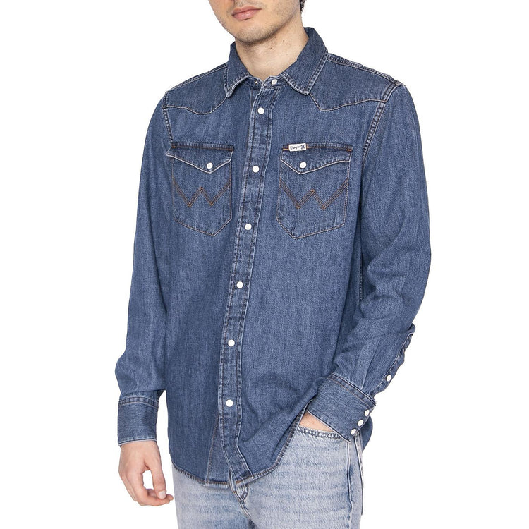 Shirt 2 Years Denim Blue - Camicia Uomo Denim Jeans Blu 112357735  WRANGLER 