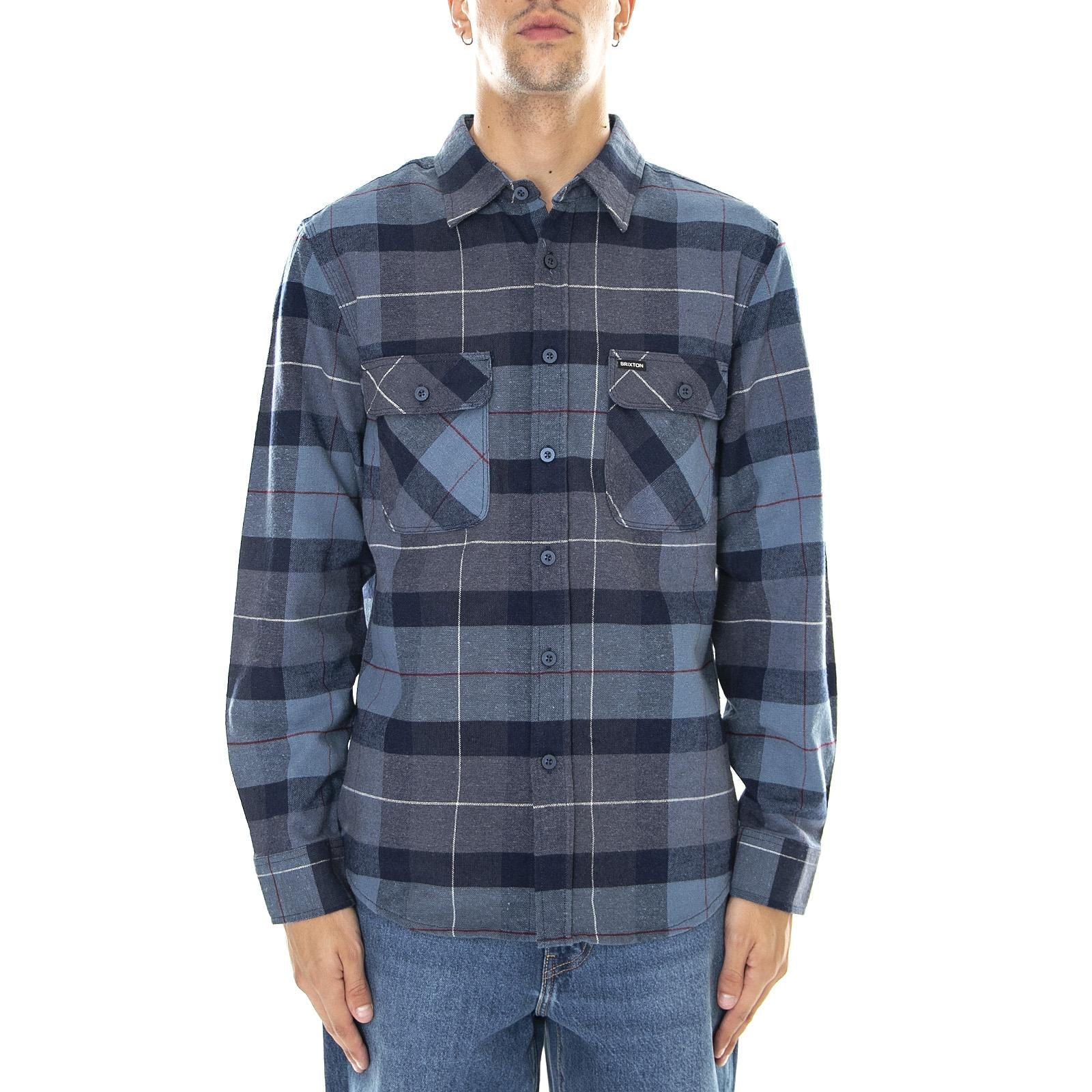 Bowery - Camicia Uomo Tartan Navy / Multi / Viola 01213-NVCBL . BRIXTON 
