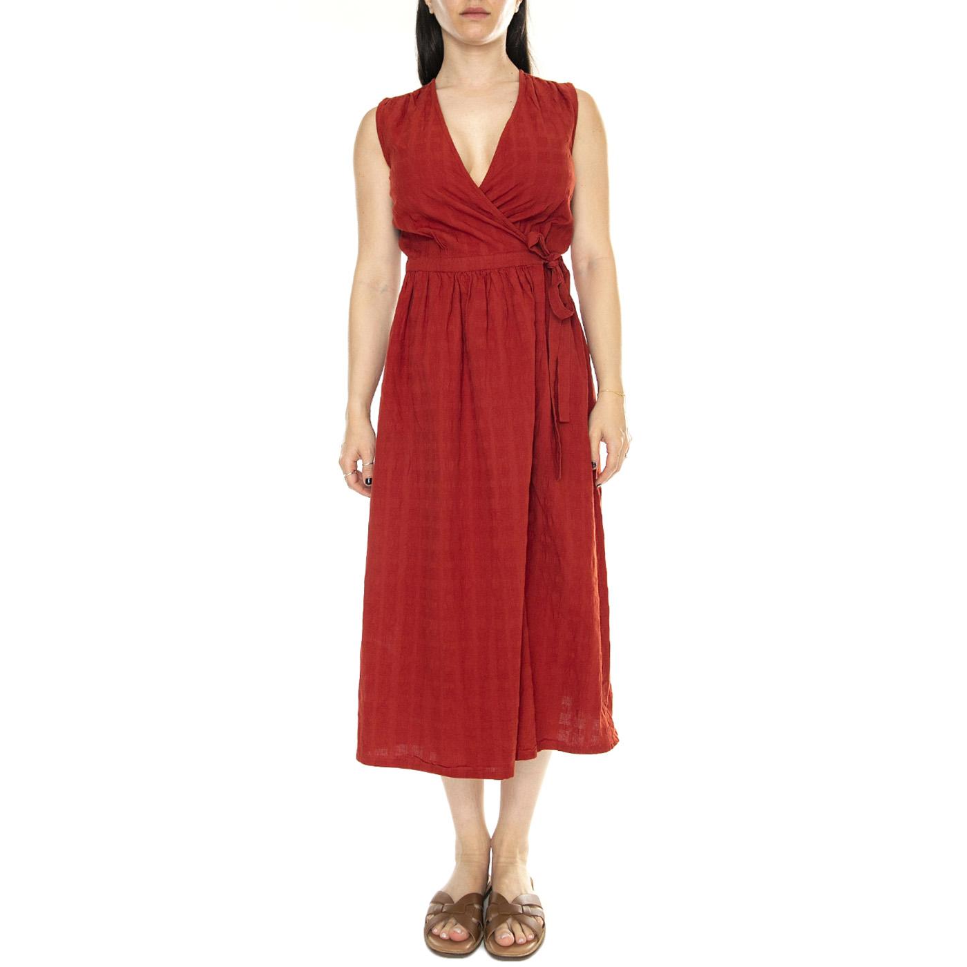 Orangered Cuadrito Amapola Dress - Abito Donna Rosso WDR00224-ORANGERED  THINKING 
