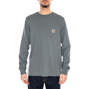 L/S Pocket T-Shirt Velvet Green - Maglietta Girocollo Maniche Lunghe Uomo Verde I030437 3GDXX CARHARTT WIP 