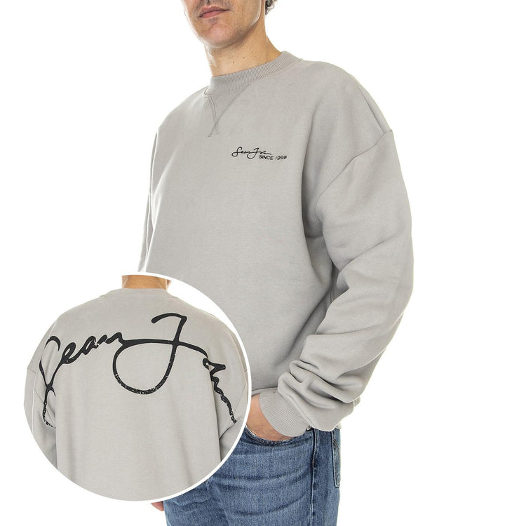 Script Logo Backprint Peached Crew 02 Grey - Felpa Girocollo Uomo Grigia 6020837/222  SEAN JOHN 