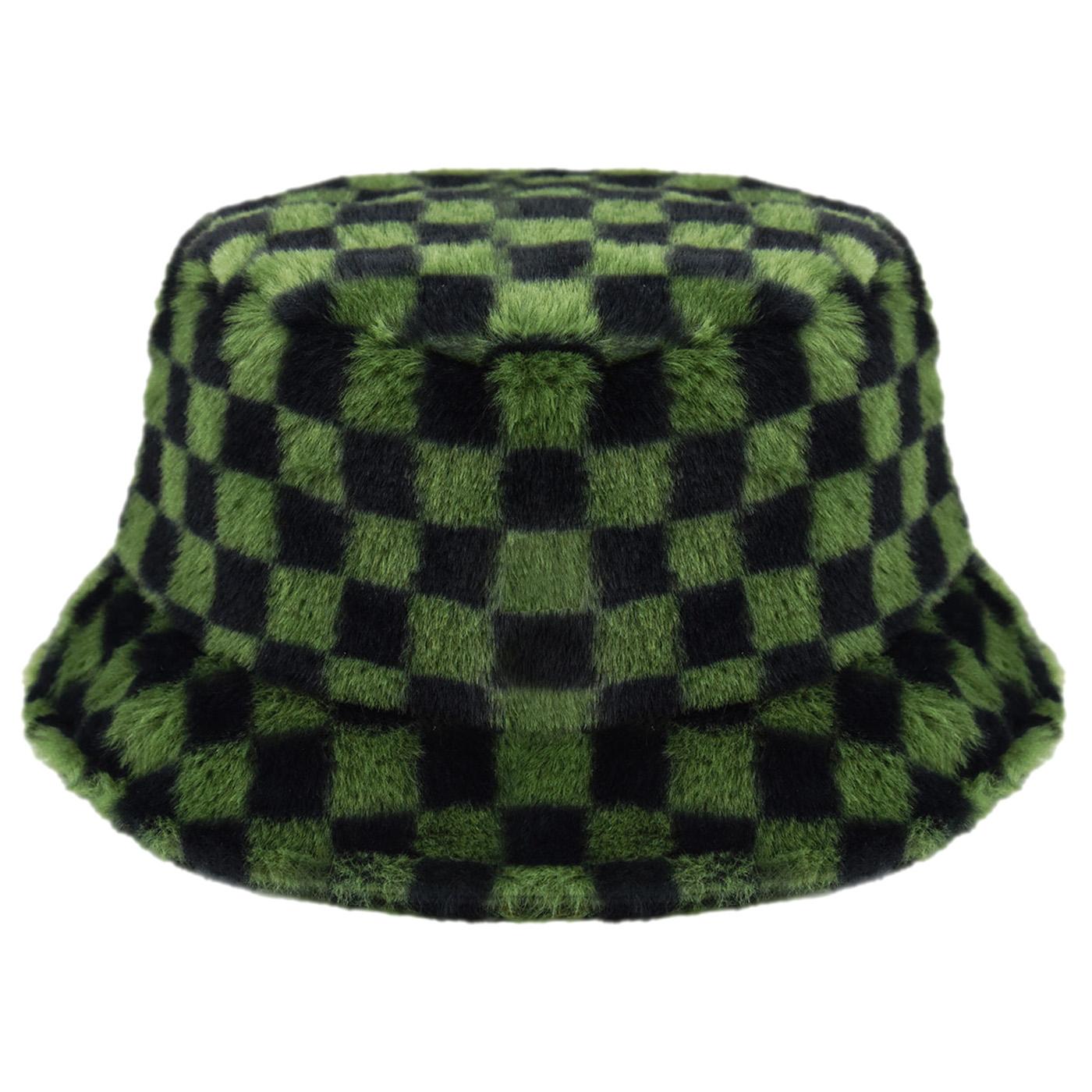 Faux Fur Bucket Olive Check - Cappello Multicolore K4370-OC301  KANGOL 