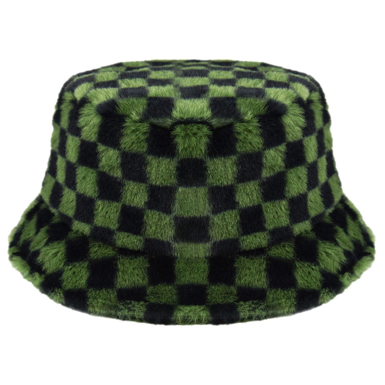 Faux Fur Bucket Olive Check - Cappello Multicolore K4370-OC301  KANGOL 