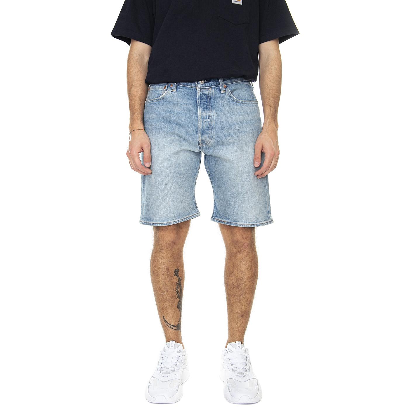 501 Original Short To The Millenium Short Light Indigo Worn In - Bermuda Denim Jeans Uomo Blu 36512-0186  LEVIS 