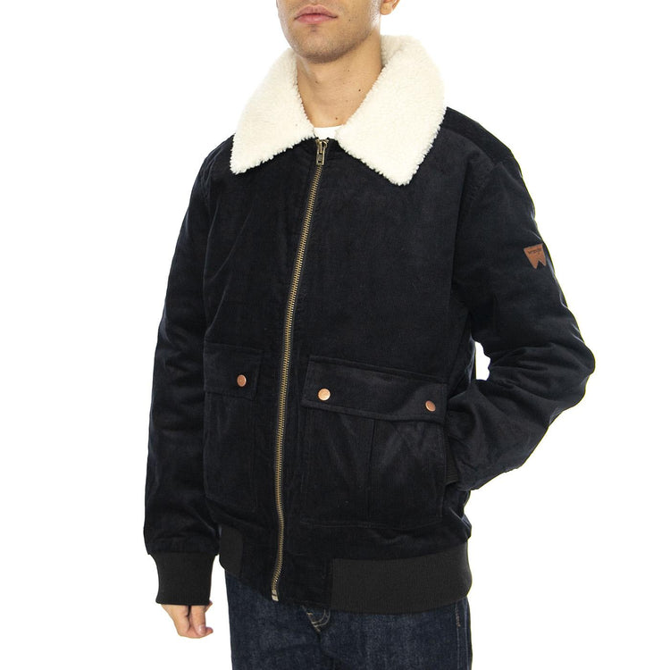 Corduroy Aviator Black Jacket - Giacca Uomo Nera 112357270-BLACK  WRANGLER 