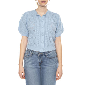 Pauline Pointelle Ss Cardi - Glacier Lake Novelty Stitch - Cardigan Maniche Corte Donna Verde 005A8 0001 LEVIS 