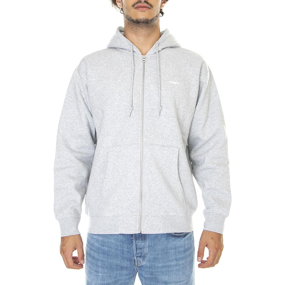 Established Works Bold Zip Hooded Fleece Ash Grey - Felpa con Cappuccio e Zip Uomo Grigia 112460010-AGRYe  OBEY 