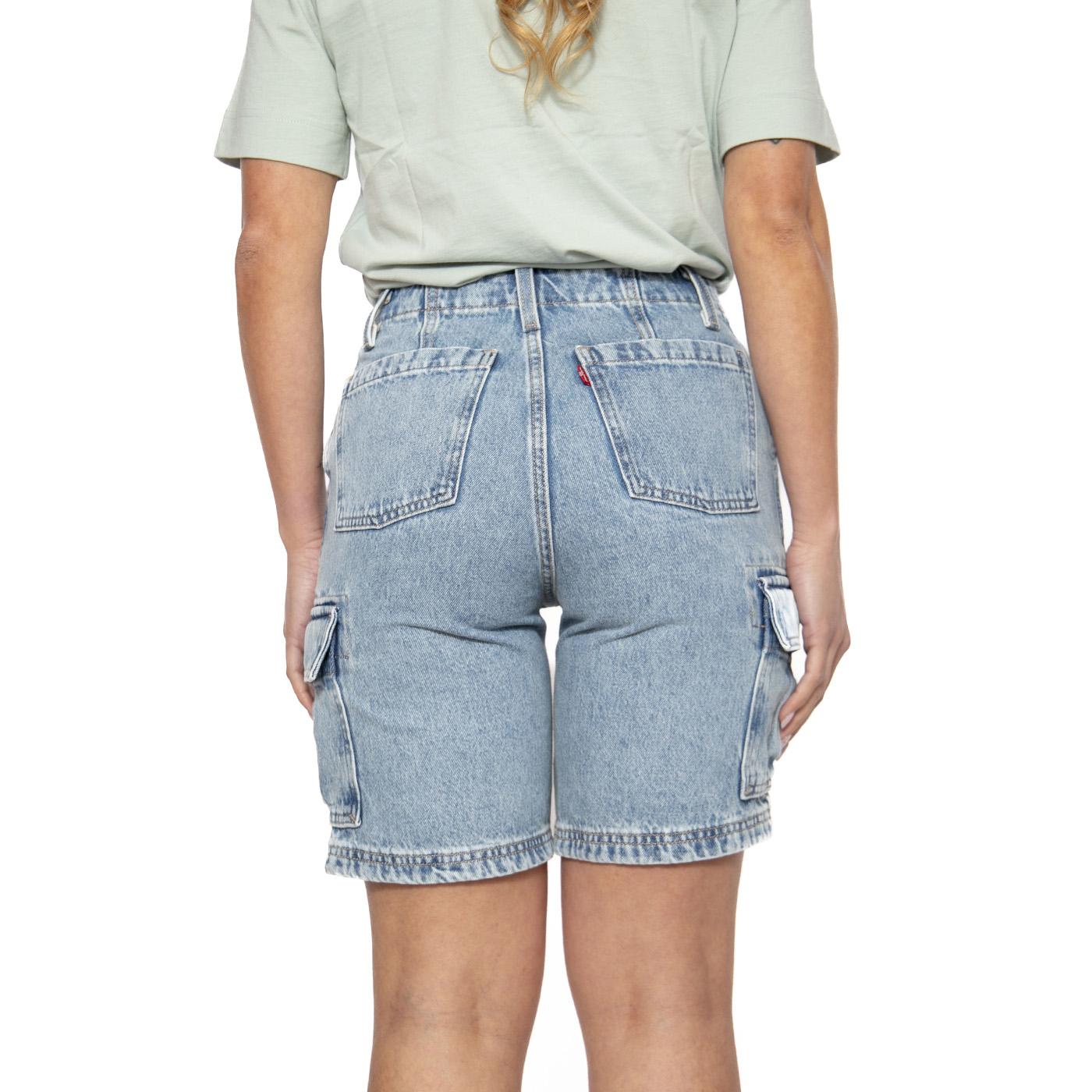 Baggy Cargo Short Too Clean Blue - Bermuda Cargo Donna Blu 001VA-0000 . LEVIS 