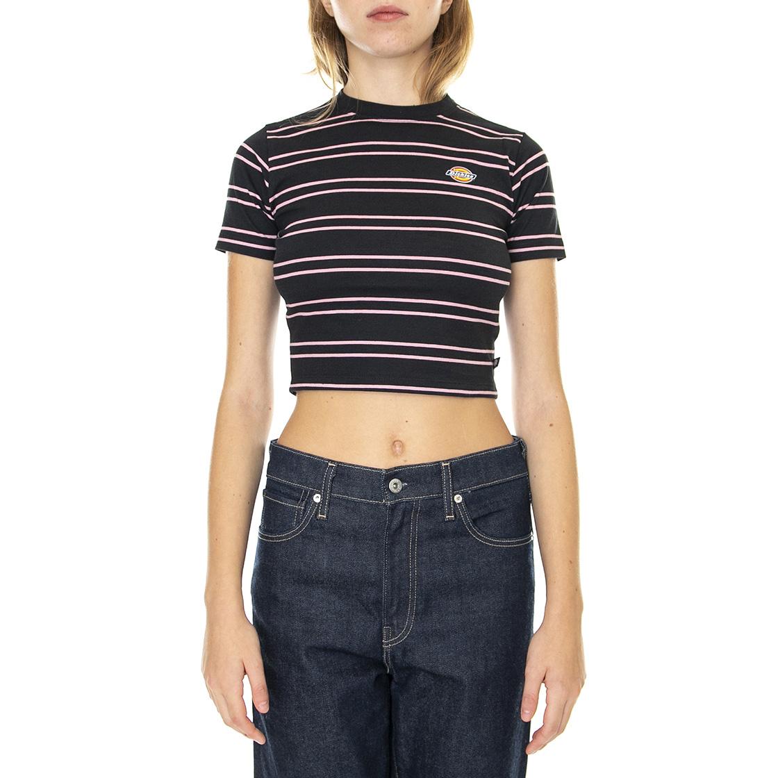 Westover Stripe Tee SS w Black / Foxglove - Maglietta Girocollo Donna Nera / Multicolore DK0A4Y1DD391  DICKIES 