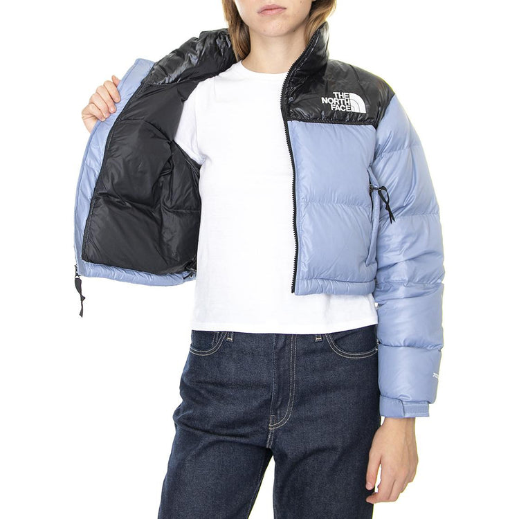 Nuptse Cropped Puffer Jacket Folk Blue / Black - Giacca Invernale Donna Blu / Nera NF0A5GGE73A  THE NORTH FACE 