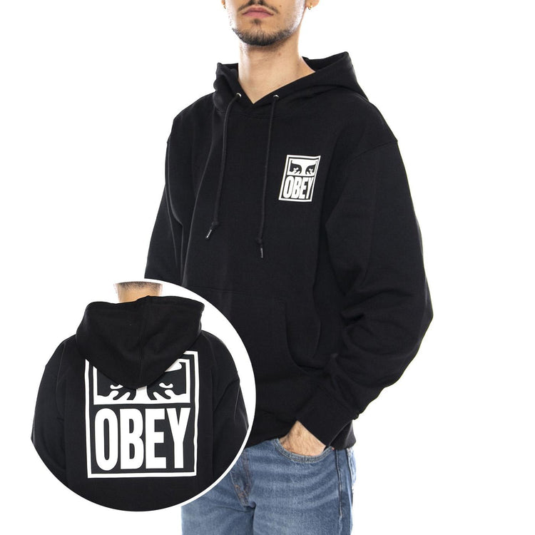 Obey Eyes Icon 2 Fleece Black -- Felpa con Cappuccio Nera 117462142 BLK OBEY 