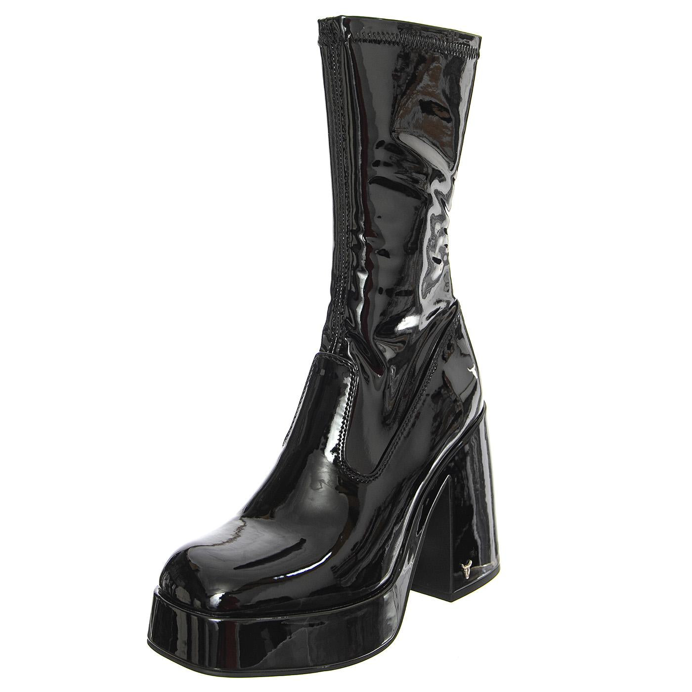 Hedonist Black Stretch Patent PU - Stivali Donna Neri WSSHEDONIST-BLK  WINDSOR SMITH 
