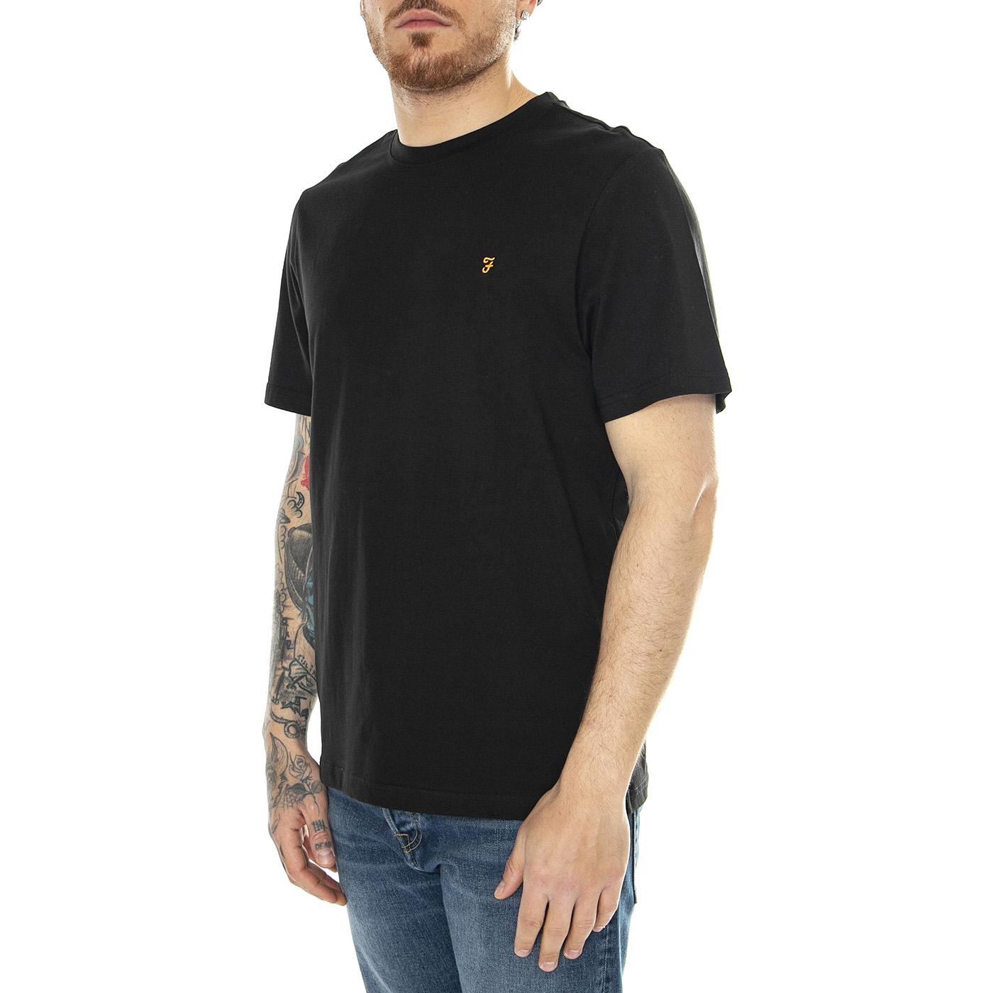 Danny Reg SS Tee Black - Maglietta Girocollo Uomo Nera F4KFD040010  FARAH 