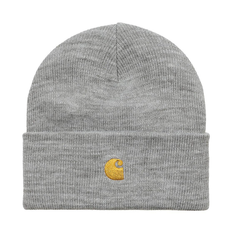 Chase Beanie Grey Heather / Gold - Cappellino a Cuffia Grigio I026222-00MXX  CARHARTT WIP 