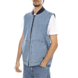 Spring Denim Vest Light Wash - Giacca Smanicata Denim Jeans Uomo Blu 6040116 10135 CAT 