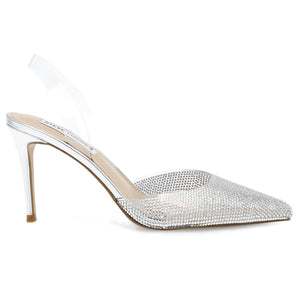 Lucyle Silver Clear Vinyl + Clear Stones - Scarpe Décolleté Donna Bianco / Argento SMSLUCYLE-SIL  STEVE MADDEN 