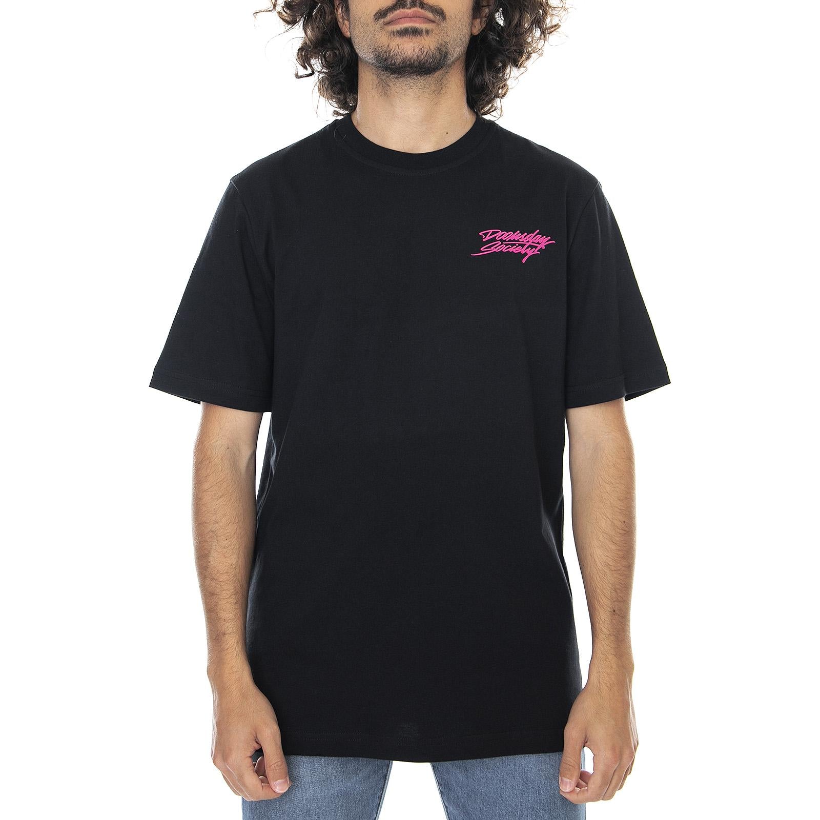 Mens Boring Night T-Shirt - Black - Maglietta Girocollo Uomo Nera 0246BLK . DOOMSDAY 
