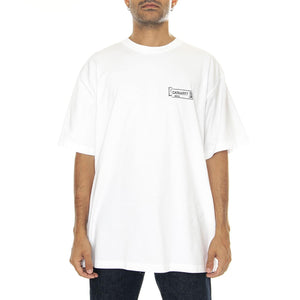 S/S Stamp T-Shirt White / Black stone washed - Maglietta Girocollo Uomo Bianca I033670.00A06  CARHARTT WIP 