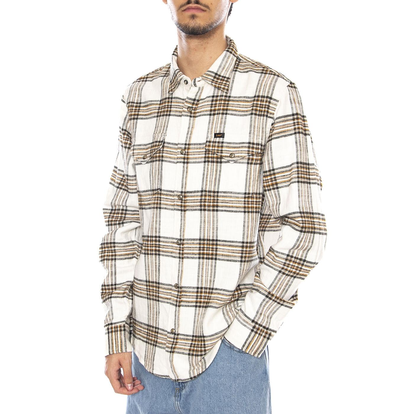 Clean Western Shirt Ecru Ochre Plaid - Maglietta a Quadri Uomo Crema / Multicolore 112371319 . LEE 