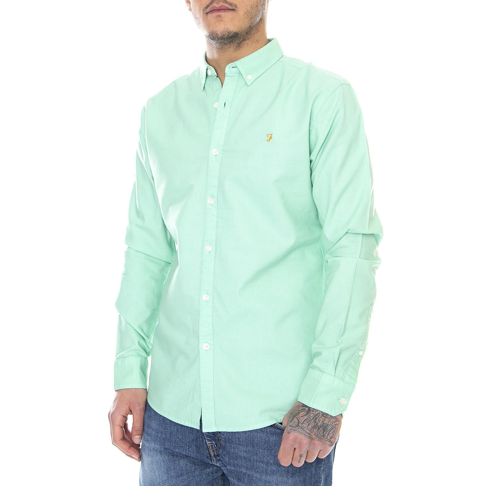 Mens Brewer Gmt Dye Shirt - Green Crest - Camicia Uomo Verde F4WSB047-332  FARAH 