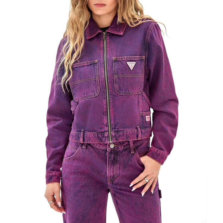 Go Cropped Carpenter Jacket Go Acid Fuchsia - Giacca Invernale Donna Viola W3BG42D4XY1-F68R  GUESS ORIGINALS 
