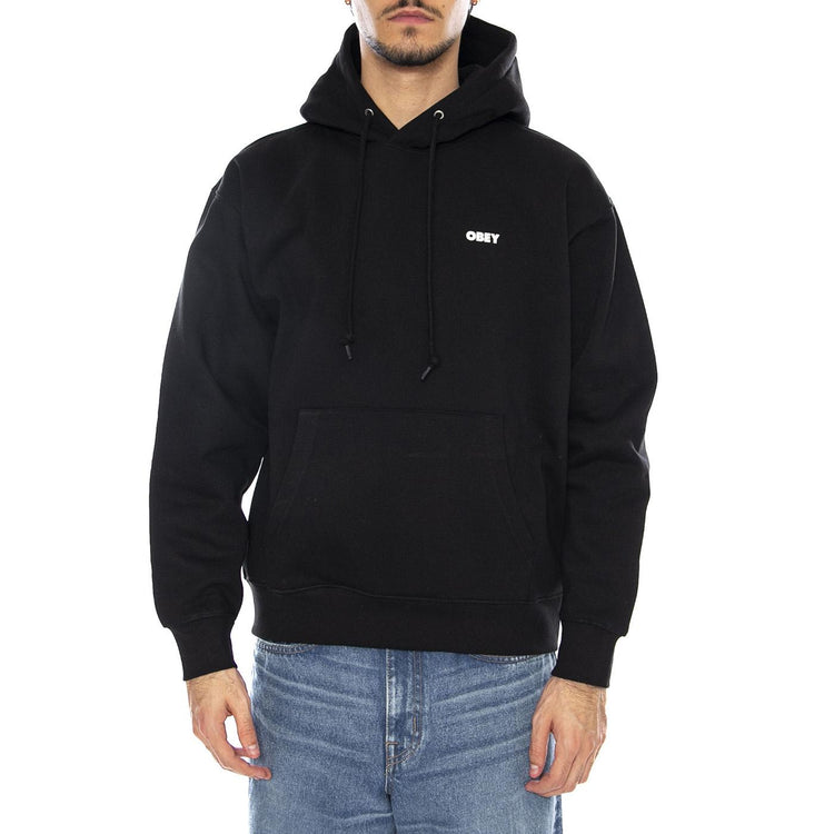 OBEY World In Flames Fleece Black - Felpa con Cappuccio Uomo Nera 112844236 BLK OBEY 