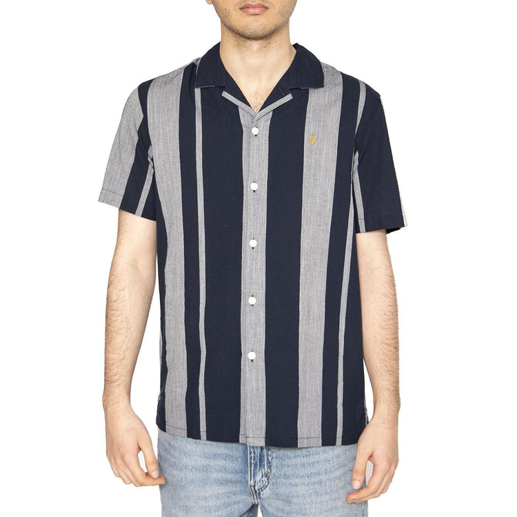Alton SS Stripe Rev True Navy - Camicia Maniche Corte Uomo Multicolore F4WSF048412  FARAH 