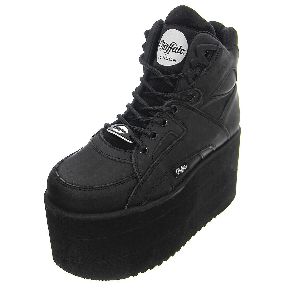 Buffalo Black Texas Oil - Scarpe Stringate Profilo Alto Donna Nere 220783_13  BUFFALO 