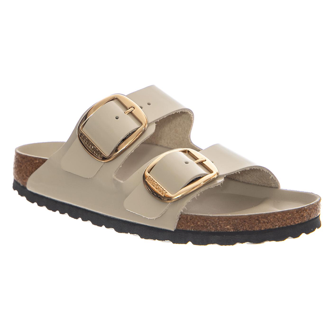 Arizona Big Buckle HEX Natural Lea Narrow Fit Shine Oyster - Sandali Donna Bianchi 1031873 SHO BIRKENSTOCK 