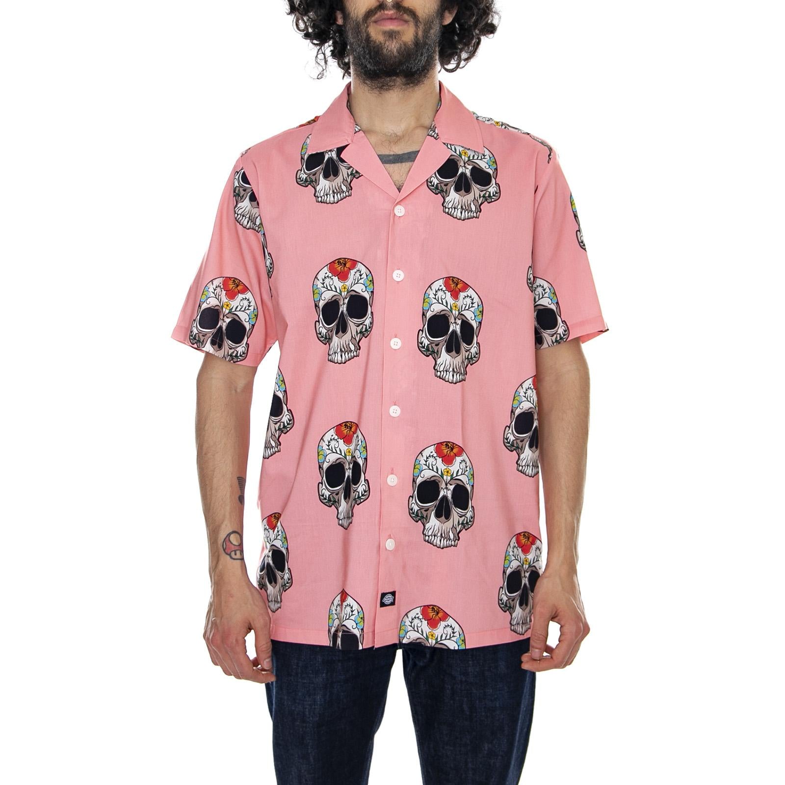 Blossvale Flamingo - Multicolor - Camicia Maniche Corte Uomo 05 200344-FLA . DICKIES 