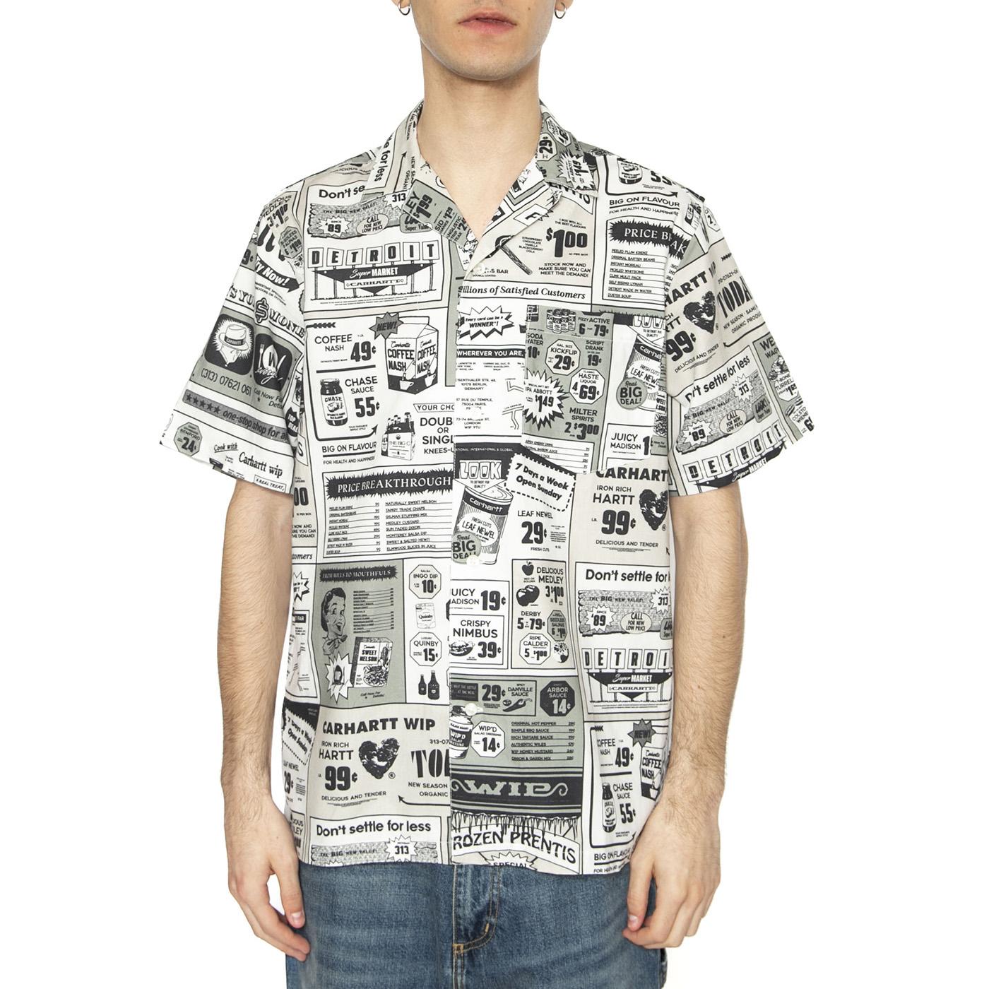 S/S Catalogue Shirt Catalogue Print, Neutral - Camicia Maniche Corte Uomo Multicolore I034548.2UEXX  CARHARTT WIP 