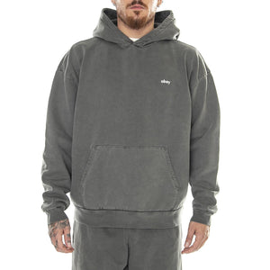 M' Lowercase Pigment Hood Fleece Digital Black - Felpa con Cappuccio Uomo Grigia 112470194-DIB  OBEY 