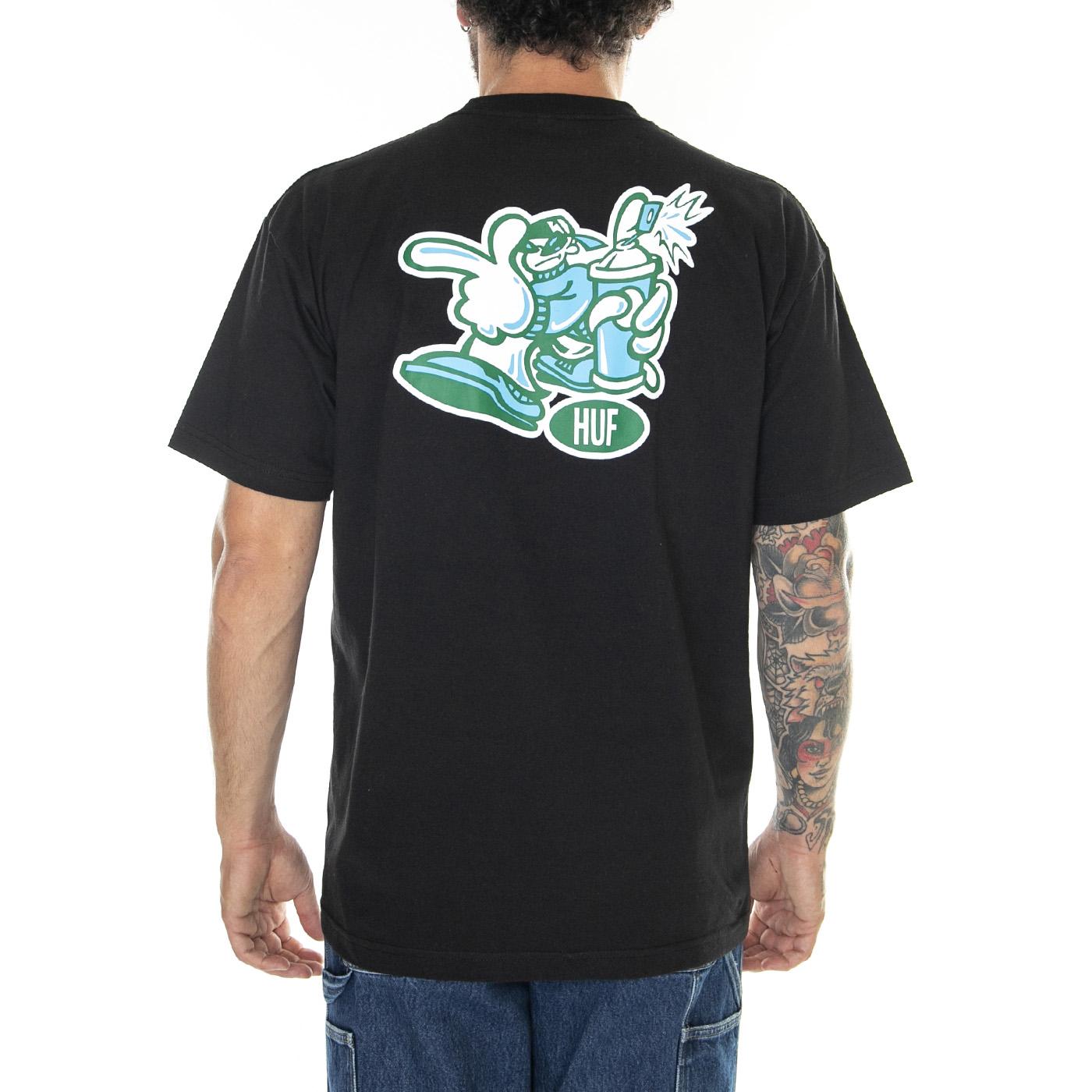 Burner S/S Tee Black - Maglietta Girocollo Uomo Nera TS02093-BLACK  HUF 