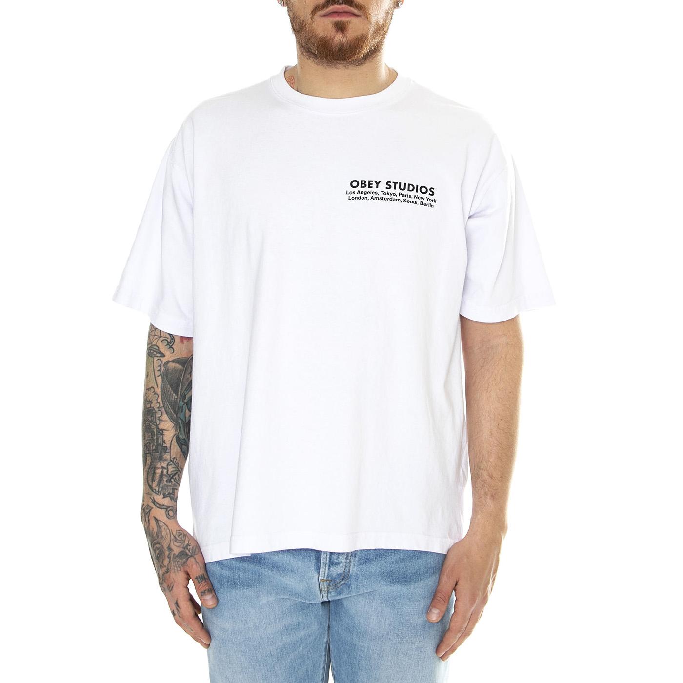 Obey Studios Eye Heavyweight Classic Box Tee White - Maglietta Girocollo Uomo Bianca 166913717-WHT  OBEY 